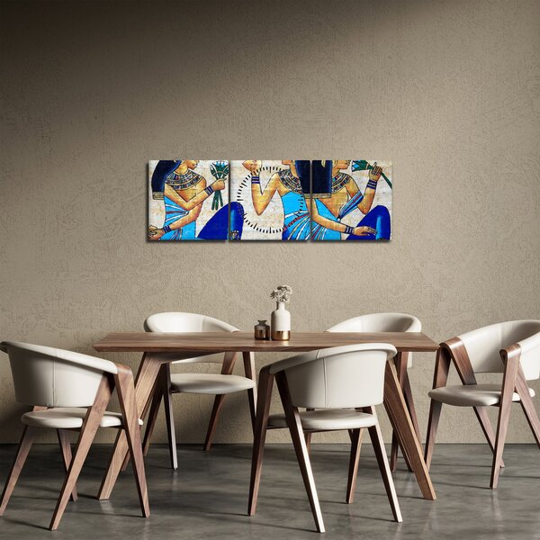 Obraz - Egyptské malby (s hodinami) (90x30 cm)