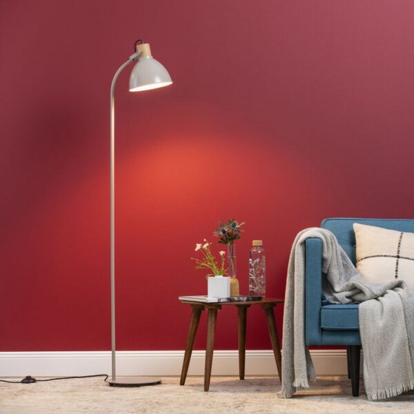 Brilliant 94556/20 Stojanová lampa ERENA taupe + dřevo