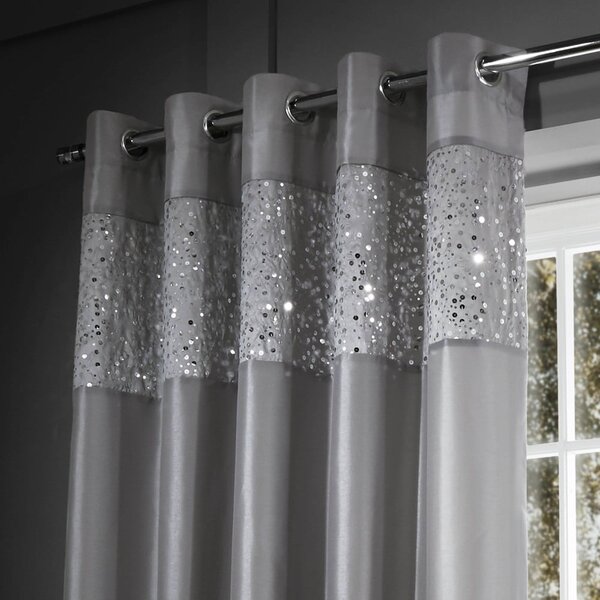 Šedé závěsy v sadě 2 ks z mikrosaténu 168x137 cm Glitzy Sequin – Catherine Lansfield