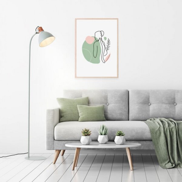 Brilliant 94556/63 Stojanová lampa ERENA zelená + dřevo