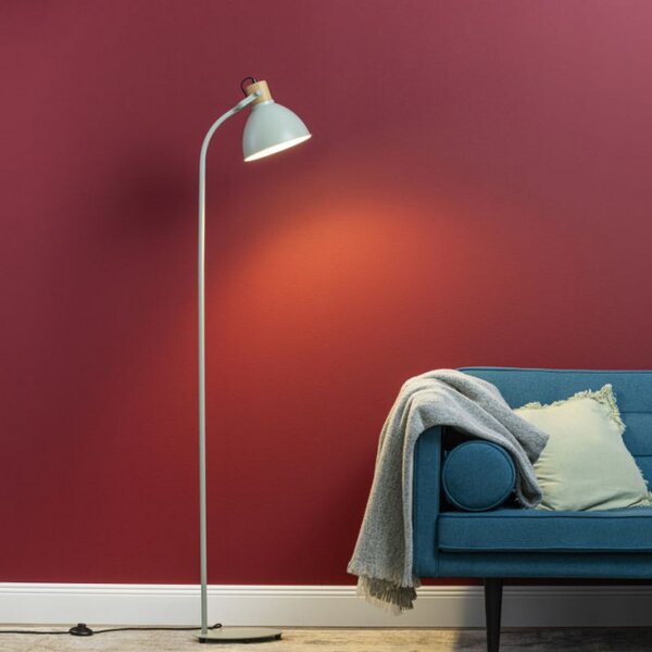 Brilliant 94556/63 Stojanová lampa ERENA zelená + dřevo