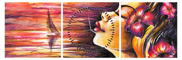 Obraz - Vzpomínky na léto (s hodinami) (90x30 cm)