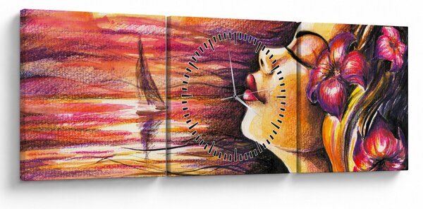 Obraz - Vzpomínky na léto (s hodinami) (90x30 cm)