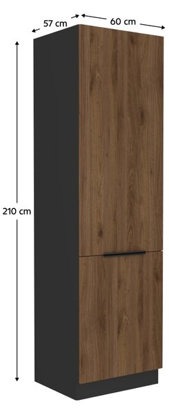 Kondela Kuchyňská skříňka na vestavnou chladničku Menzo 60 LO-210 2F - černá / ořech