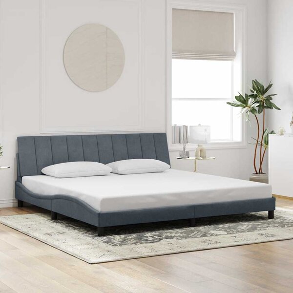 Rám postele bez matrace Hanko tmavě šedý 200 x 200 cm samet 3207868