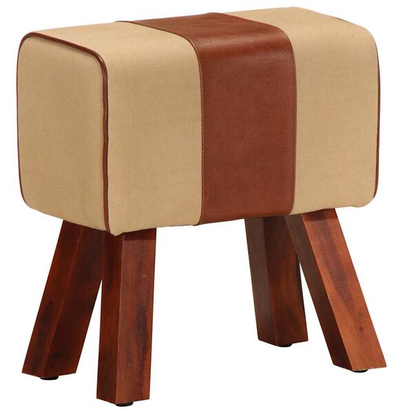 Lavice gymnastický kůň 38 cm hnědá pravá kůže a mangovník 320787