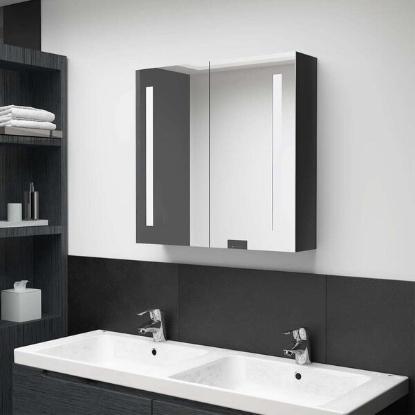 LED koupelnová skříňka se zrcadlem zářivě černá 62 x 14 x 60 cm