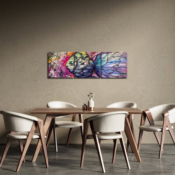 Obraz - Barevná rybička (s hodinami) (90x30 cm)
