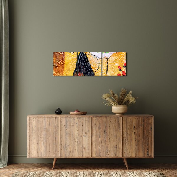 Obraz - Tančící baletky, olejomalba (s hodinami) (90x30 cm)