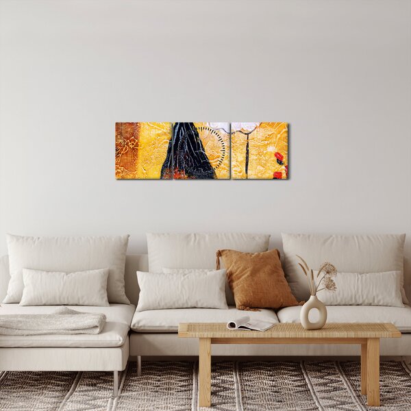 Obraz - Tančící baletky, olejomalba (s hodinami) (90x30 cm)