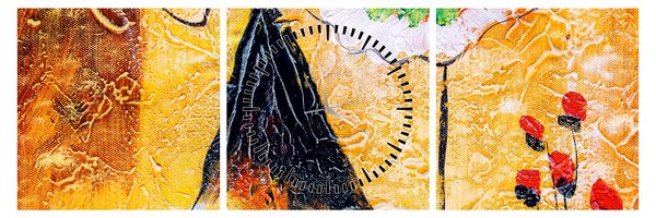 Obraz - Tančící baletky, olejomalba (s hodinami) (90x30 cm)
