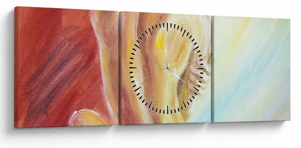 Obraz odpočívající ženy, olejomalba (s hodinami) (90x30 cm)