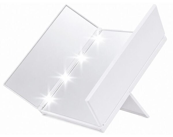 Verk 27635 Skládací kosmetické zrcátko se stojánkem a LED osvětlením, bílé