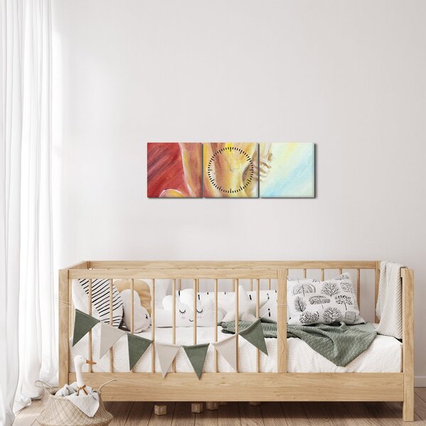 Obraz odpočívající ženy, olejomalba (s hodinami) (90x30 cm)