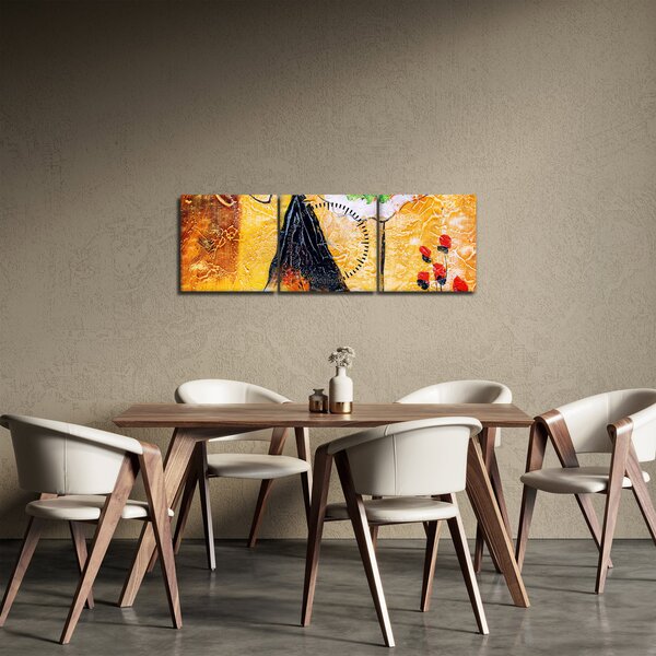 Obraz - Tančící baletky, olejomalba (s hodinami) (90x30 cm)