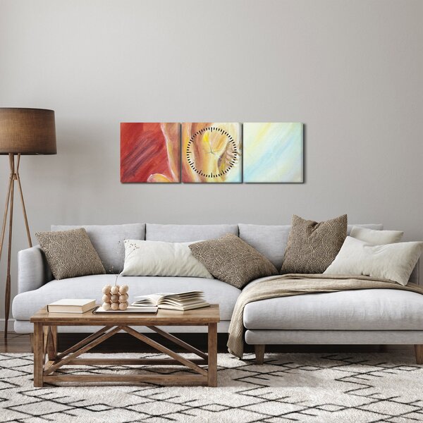 Obraz odpočívající ženy, olejomalba (s hodinami) (90x30 cm)