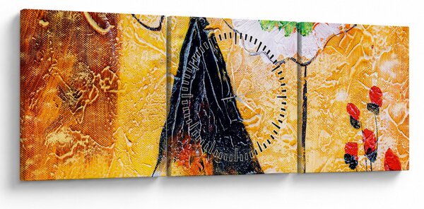 Obraz - Tančící baletky, olejomalba (s hodinami) (90x30 cm)