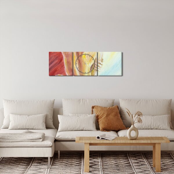 Obraz odpočívající ženy, olejomalba (s hodinami) (90x30 cm)