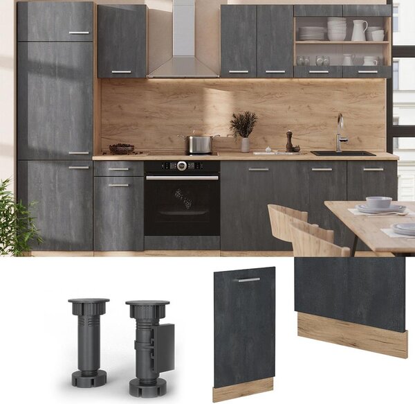 Čelní panel myčky Vicco R-Line Černý beton 45 cm , PD Antracit, Model 55094
