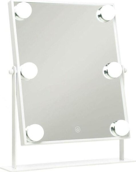 Hollywoodské kosmetické zrcátko UNIQ XL se 6 LED světly a dotykovou funkcí - bílé
