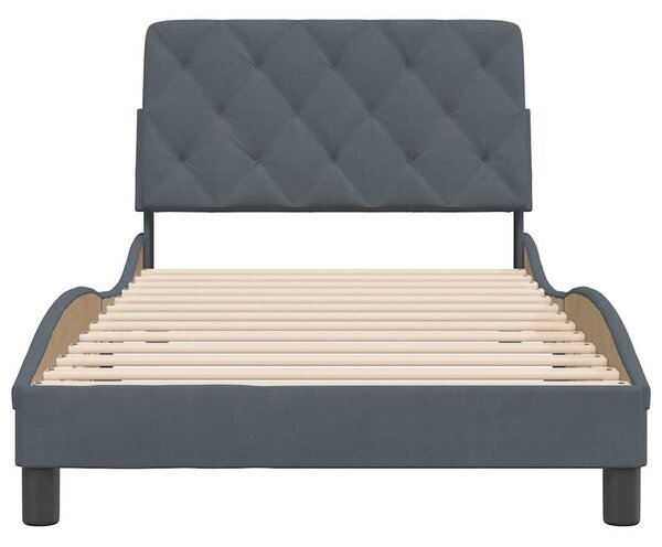 Rám postele bez matrace tmavě šedá 100 x 200 cm samet 3207906