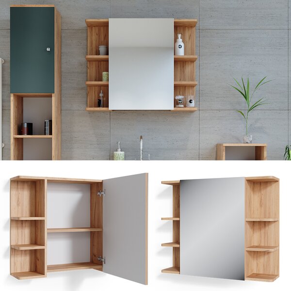 Koupelnová zrcadlová skříňka Vicco Fynn Dub 79.6 x 64 cm, Model 37276