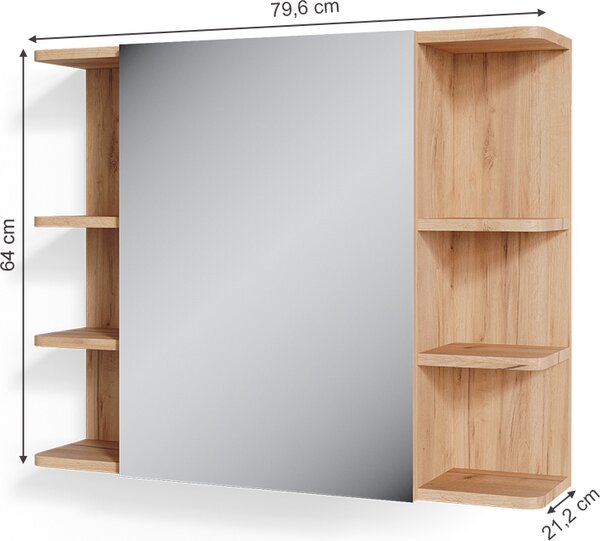 Koupelnová zrcadlová skříňka Vicco Fynn Dub 79.6 x 64 cm, Model 37276