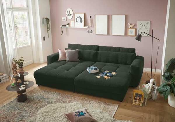 POHOVKA BIG SOFA, textil, kompozitní dřevo, tmavě zelená MID.YOU - Rozkládací sedačky, Online Only