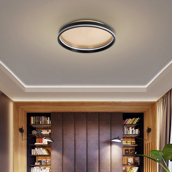 Toolight Toolight, LED stropní svítidlo 40cm, 22W, APP1464, černá-zlatá, OSW-07981