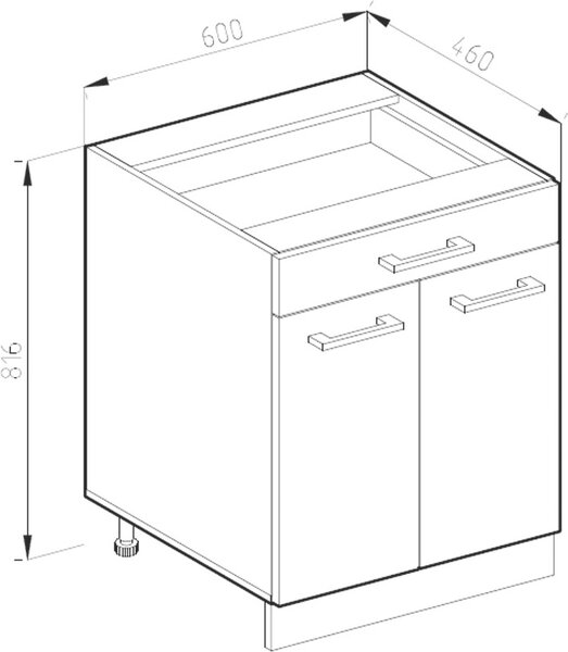 Spodní skříňka kuchyňské linky Vicco R-Line Ušlechtilá šedá 60 cm se zásuvkou, PD Antracit, Model 45436