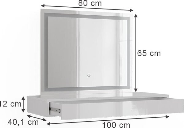 Toaletní stolek Vicco Sherry Bílá 100 cm 2 díly, Model 59569