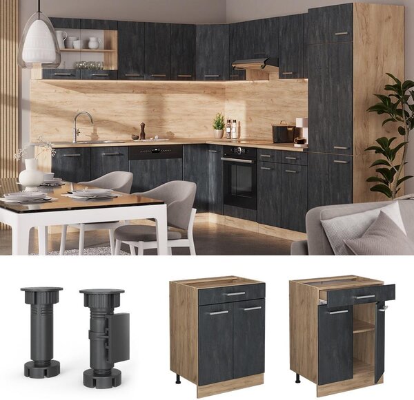 Spodní skříňka kuchyňské linky Vicco R-Line Černý beton 60 cm PD Mramor, Model 47518