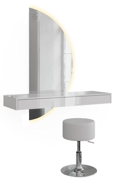 Toaletní stolek Vicco Sherry Bílá vysoký lesk 100 cm se zrcadlem LED a stoličkou, Model 61311