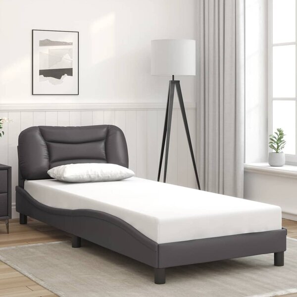 Rám postele bez matrace Hvar šedý 80 x 200 cm umělá kůže 3207963