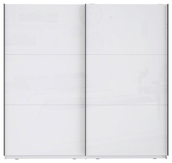 SKŘÍŇ S POSOUVACÍMI DVEŘMI, bílá, vysoce lesklá bílá, 220,1/209,7/61,2 cm home24 - Šatní skříně