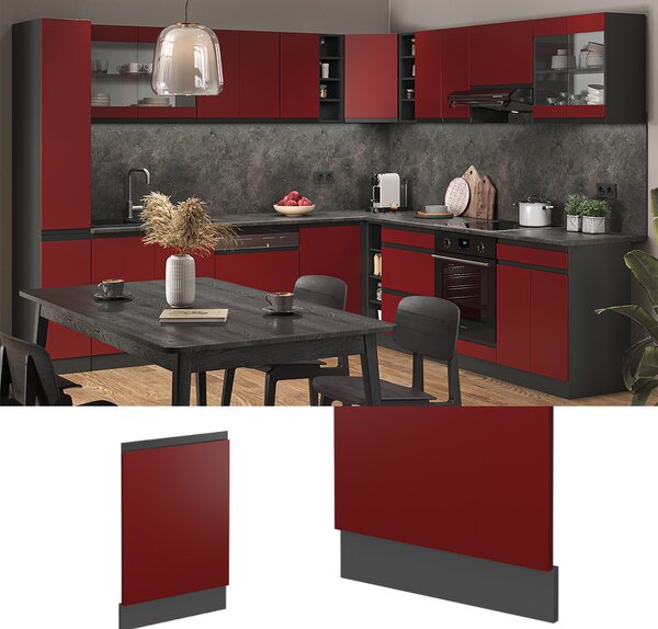 Čelní panel myčky Vicco R-Line Červená 45 cm bez pracovní desky, Model 54615