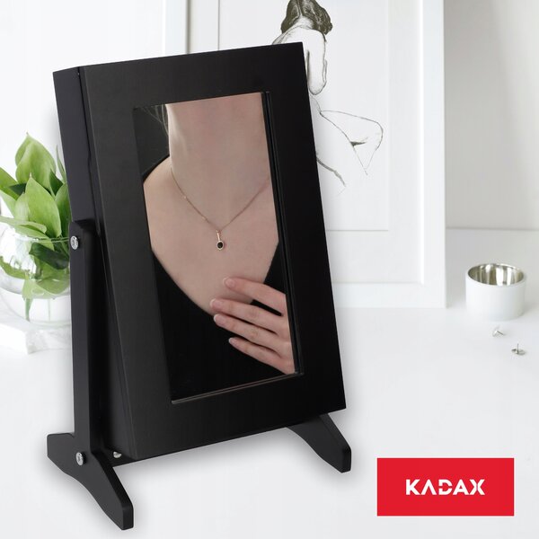 KADAX šperkovnice se zrcadlem, 21 x 15 x 30,5 cm, krabička z MDF desky, šperkovnice s nožičkami, šperkovnice na náhrdelníky, prsteny (černá)