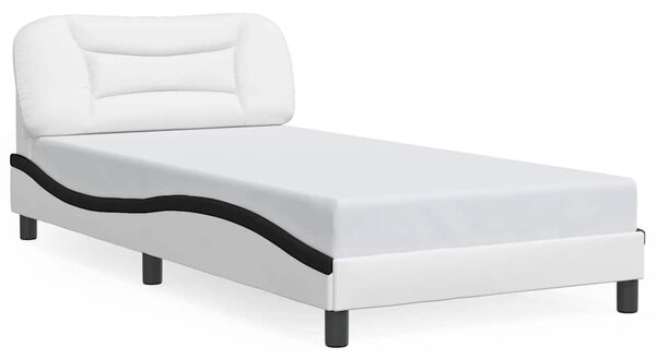 Rám postele bez matrace Hvar bílý a černý 100 x 200 cm umělá kůže 3207987