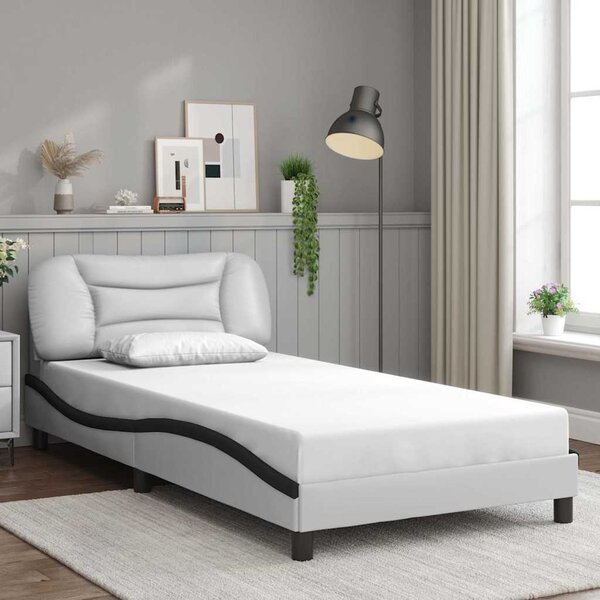Rám postele bez matrace Hvar bílý a černý 100 x 200 cm umělá kůže 3207987