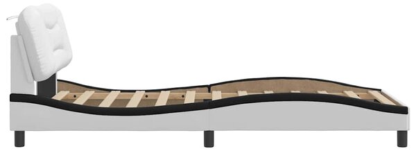 Rám postele bez matrace Hvar bílý a černý 100 x 200 cm umělá kůže 3207987