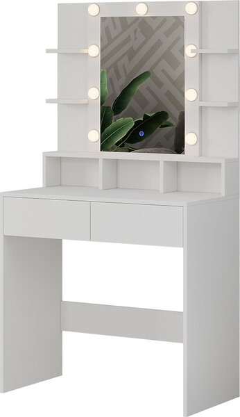 Toaletní stolek Vicco Taylor Bílá 80 cm s LED osvětlením, Model 41304