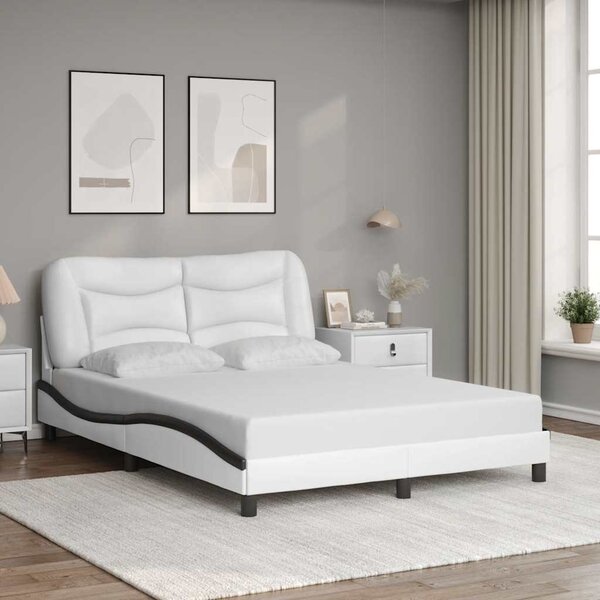 Rám postele bez matrace Hvar bílý a černý 140 x 200 cm umělá kůže 3208008