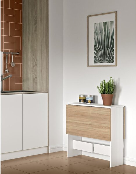 Rozkládací jídelní stůl s deskou v dekoru dubu 76x28 cm Papillon – TemaHome