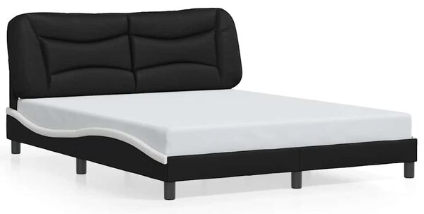 Rám postele bez matrace Hvar černý a bílý 160 x 200 cm umělá kůže 3208014