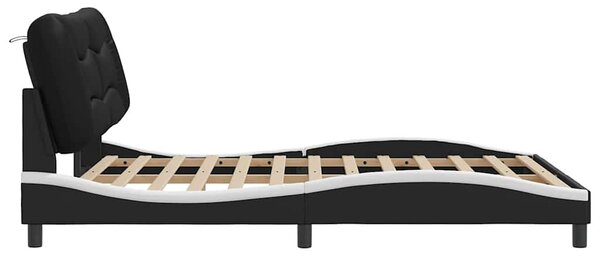 Rám postele bez matrace Hvar černý a bílý 160 x 200 cm umělá kůže 3208014