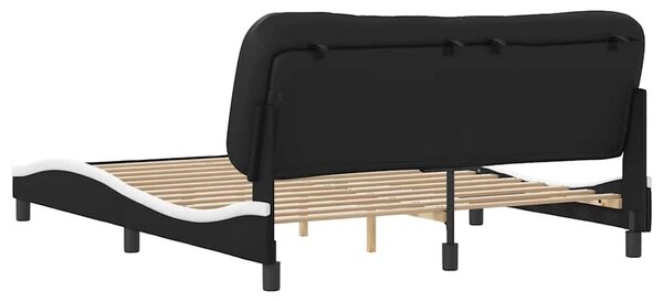 Rám postele bez matrace Hvar černý a bílý 160 x 200 cm umělá kůže 3208014