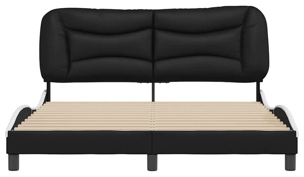 Rám postele bez matrace Hvar černý a bílý 160 x 200 cm umělá kůže 3208014