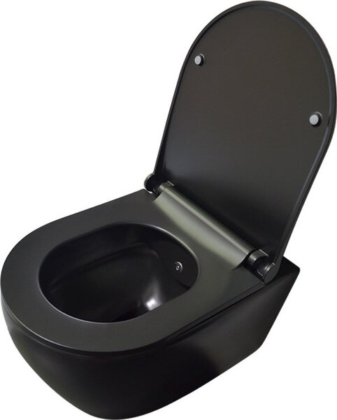 Belvit černý matný závěsný klozet s funkcí Taharet/bidet, bezokrajový závěsný klozet kompletní sada s měkkým zavíráním, předstěnovým prvkem, zvukovou izolací a uzavíracím ventilem