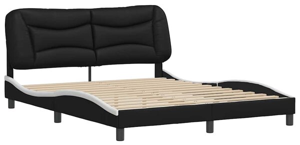 Rám postele bez matrace Hvar černý a bílý 160 x 200 cm umělá kůže 3208014