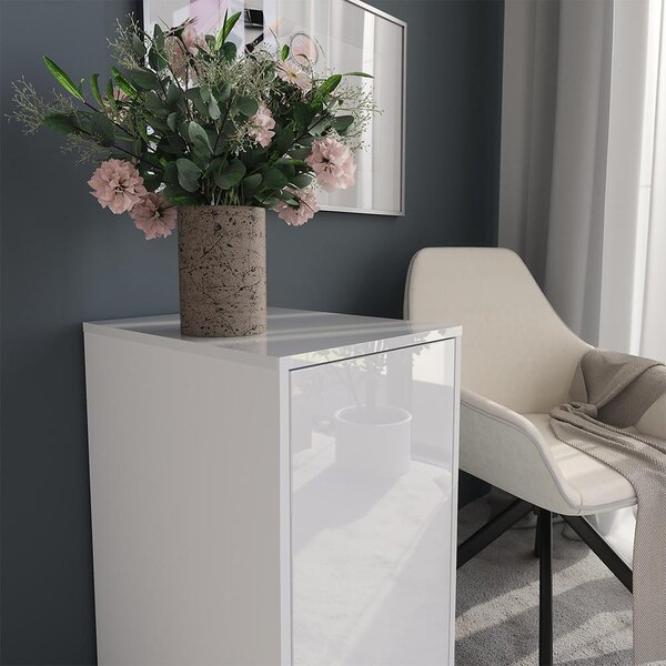Kredenc Vicco Sherry Bílá/bílý vysoký lesk 40.2 x 76 cm s víkem nádoby, Model 57715